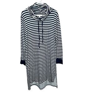 Carole Hochman Women’s Cowl Neck Stripe Dress Size Medium Blue White
